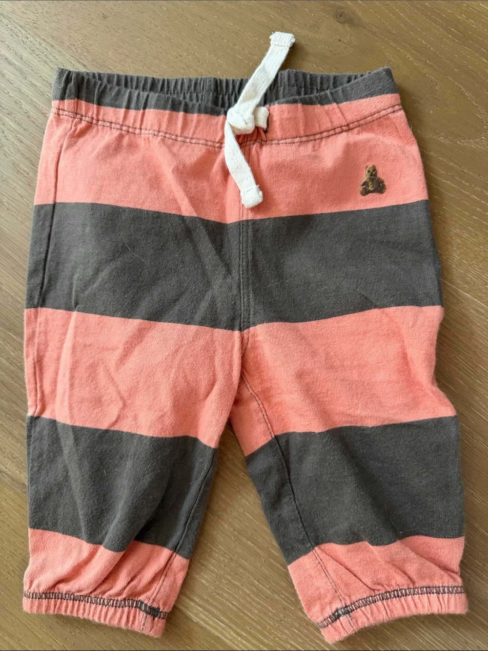 GAP Coral and Charcoal Striped Joggers with Drawstring